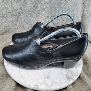 Naturalizer Shoes Womens Size 10 Emslie Black Leather Heeled Loafers